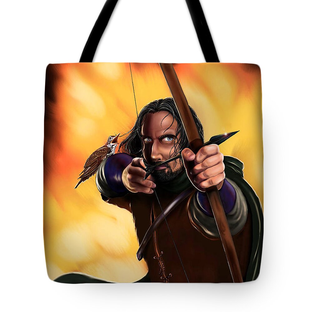 Hobbit Tote Bag featuring the digital art Bard The Bowman by Norman Klein