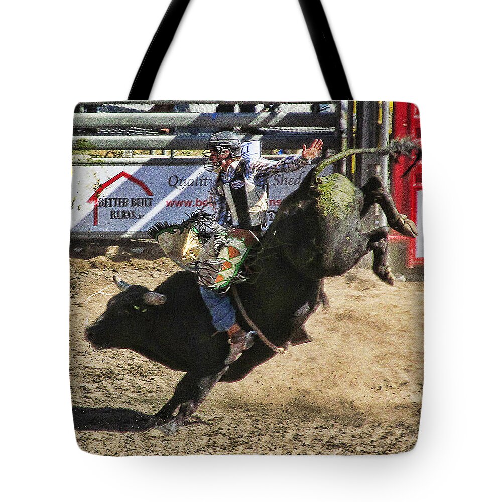 Ron Roberts Photography Tote Bag featuring the photograph Bareback Bull riding by Ron Roberts