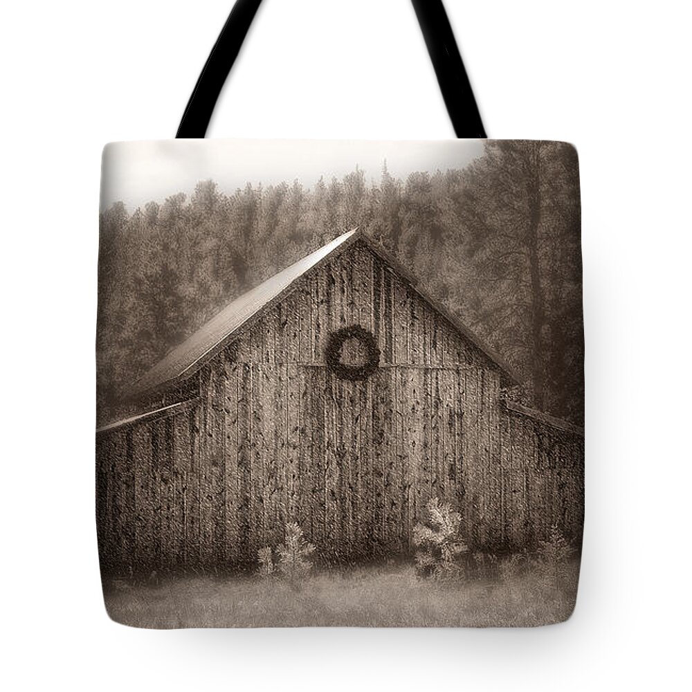 Barn Tote Bag featuring the photograph First Snow in November by Amanda Smith