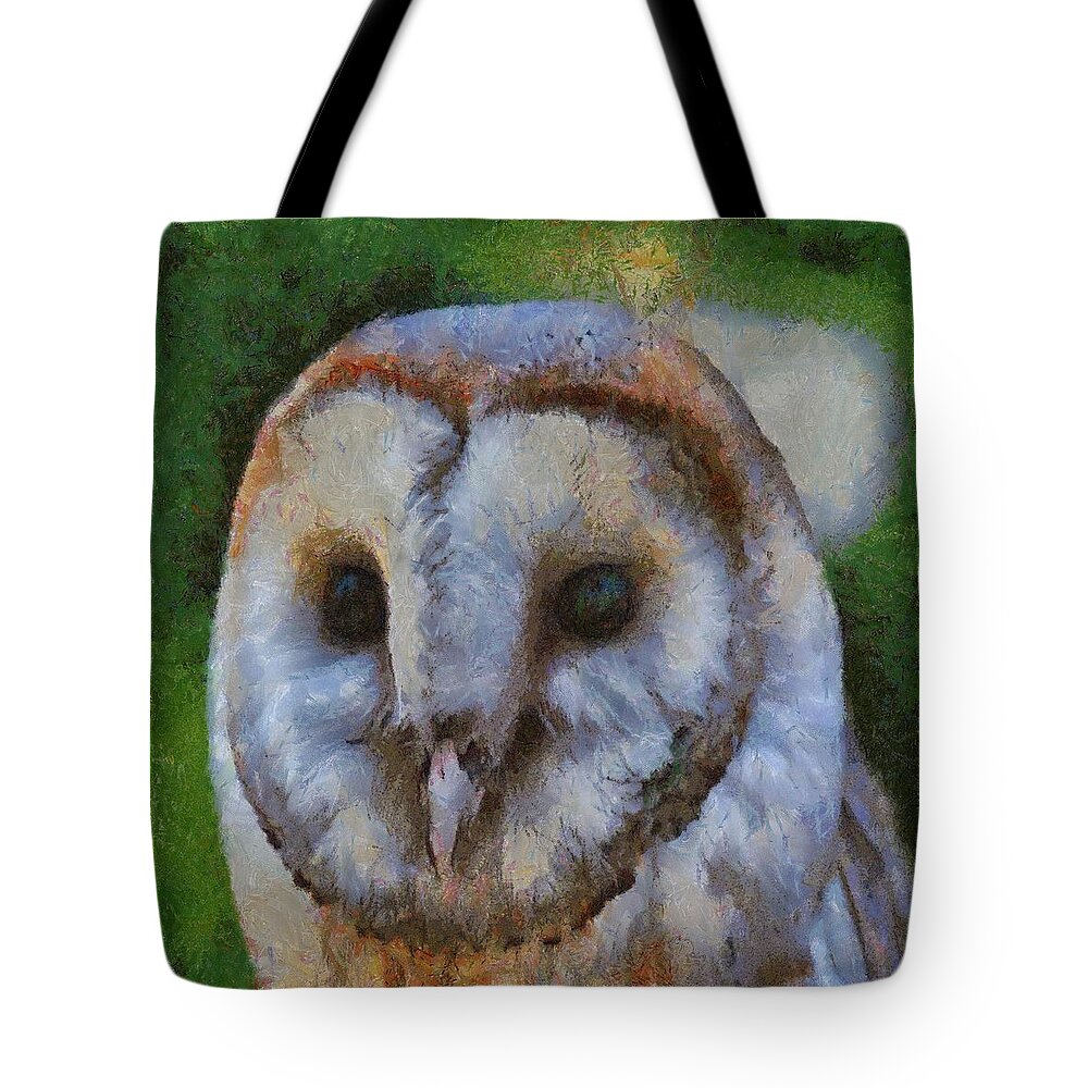 Owl Tote Bag featuring the painting Barn Owl by Taiche Acrylic Art
