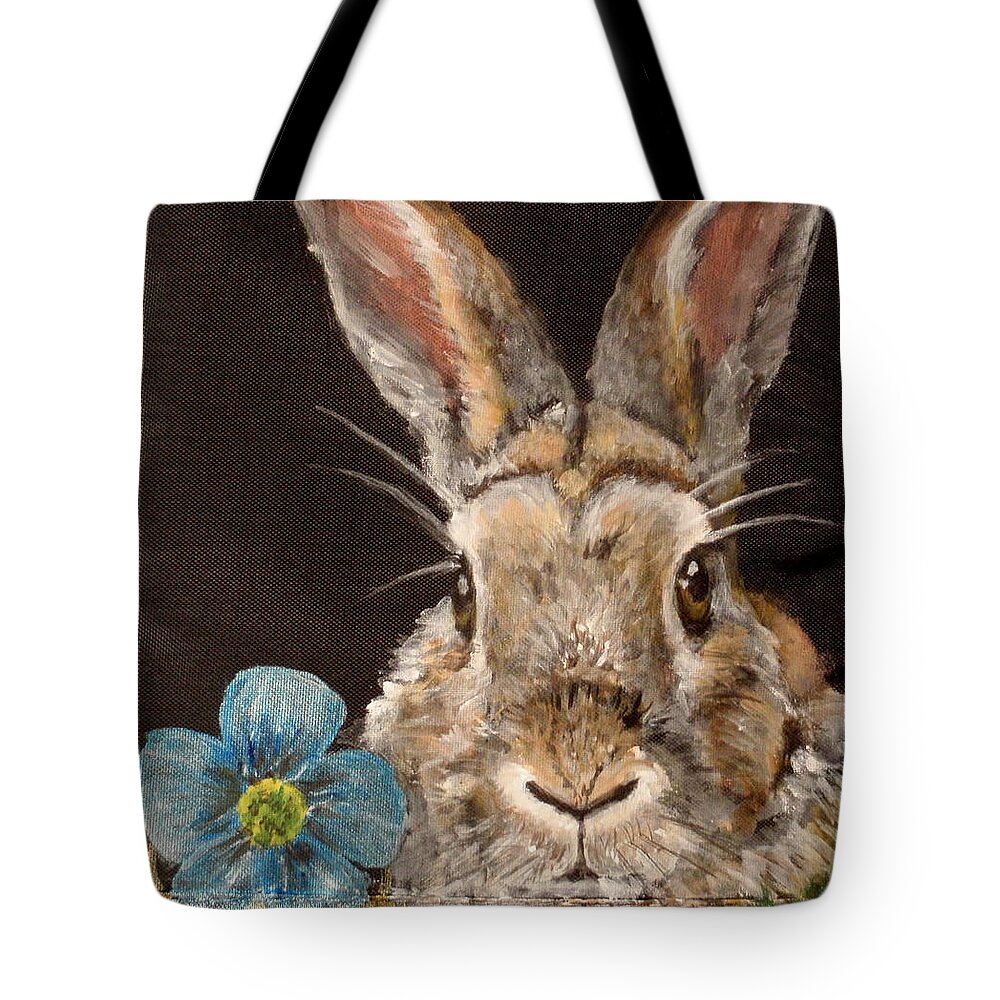 Bunny Closeup Tote Bag featuring the painting Barney by Carol Russell