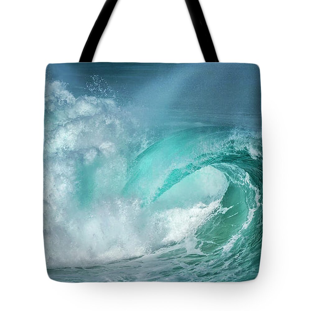 Panoramic Tote Bag featuring the photograph Barrel In The Surf by Simon Phelps Photography
