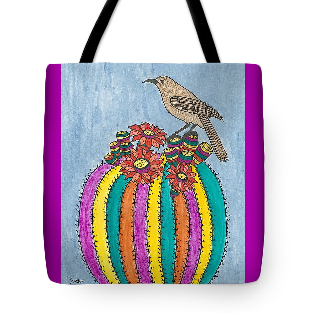 Cactus Tote Bag featuring the painting Barrel of Cactus Fun by Susie Weber