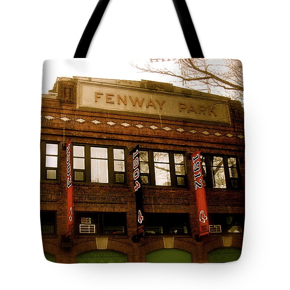 Fenway Park Collectibles Tote Bag featuring the photograph Fenway Park by Iconic Images Art Gallery David Pucciarelli