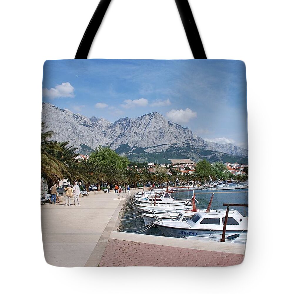 Baska Tote Bag featuring the photograph Baska Voda harbour Croatia by David Fowler