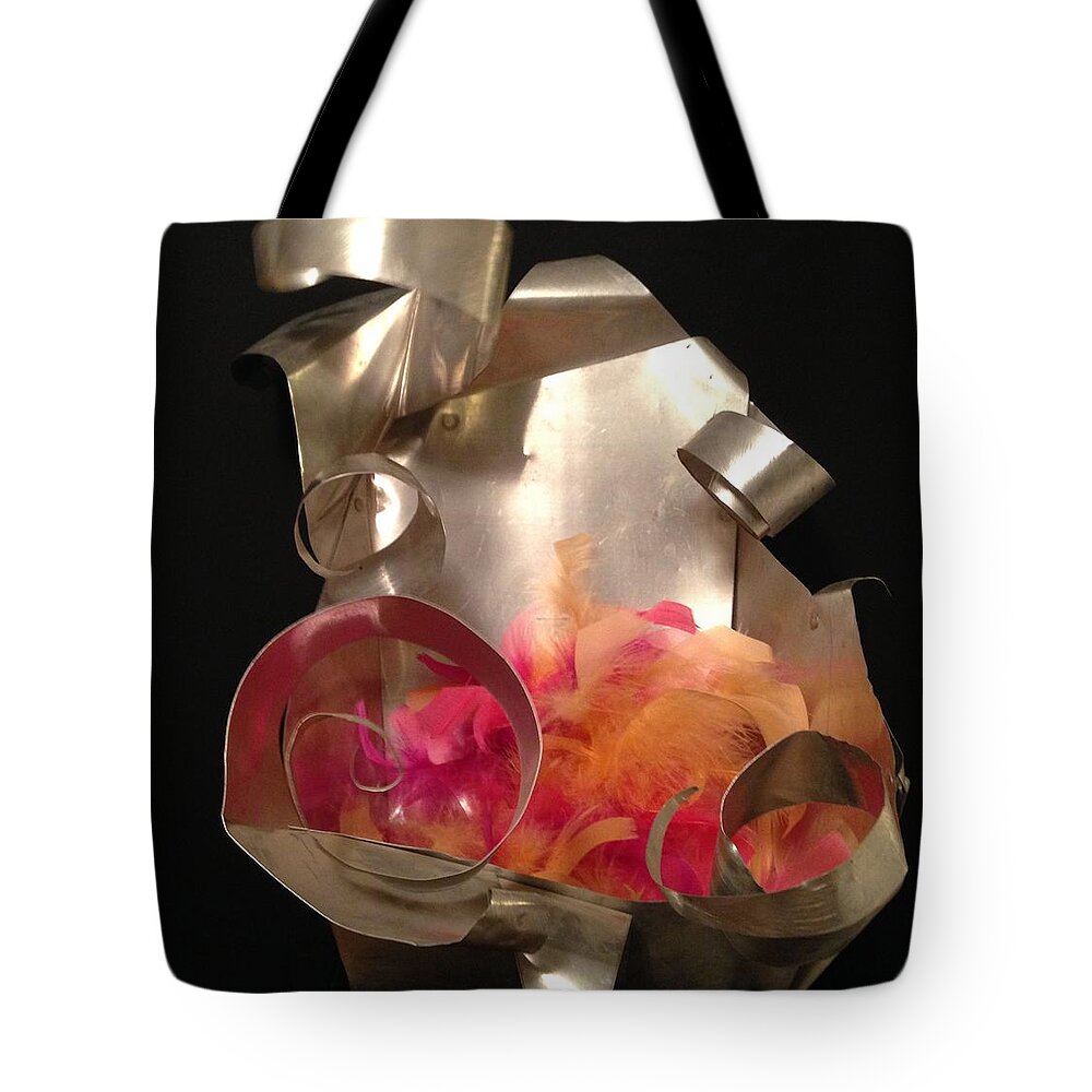 Metal Tote Bag featuring the sculpture Basket by Erika Jean Chamberlin