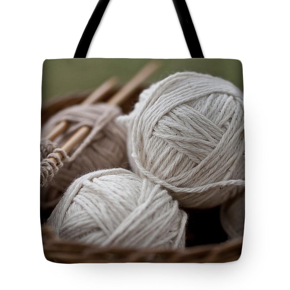 Yarn Tote Bag featuring the photograph Basket of Yarn by Wilma Birdwell