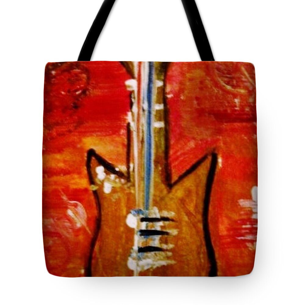 Bass Tote Bag featuring the painting Bass Guitar 1 by Kelly M Turner