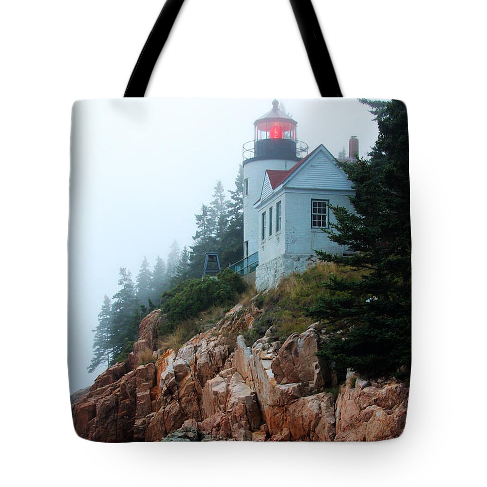 Bass Harbor Head Lighthouse Tote Bag featuring the photograph Bass Harbor Head Lighthouse by Jemmy Archer