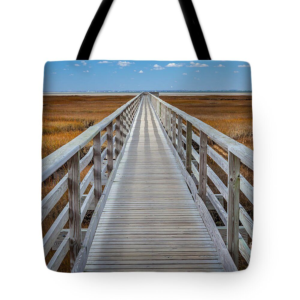 America Tote Bag featuring the photograph Bass Hole Boardwalk by Susan Cole Kelly