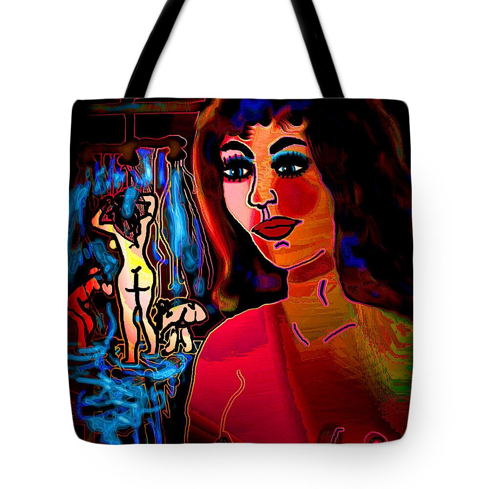 Woman Tote Bag featuring the mixed media Bath House by Natalie Holland