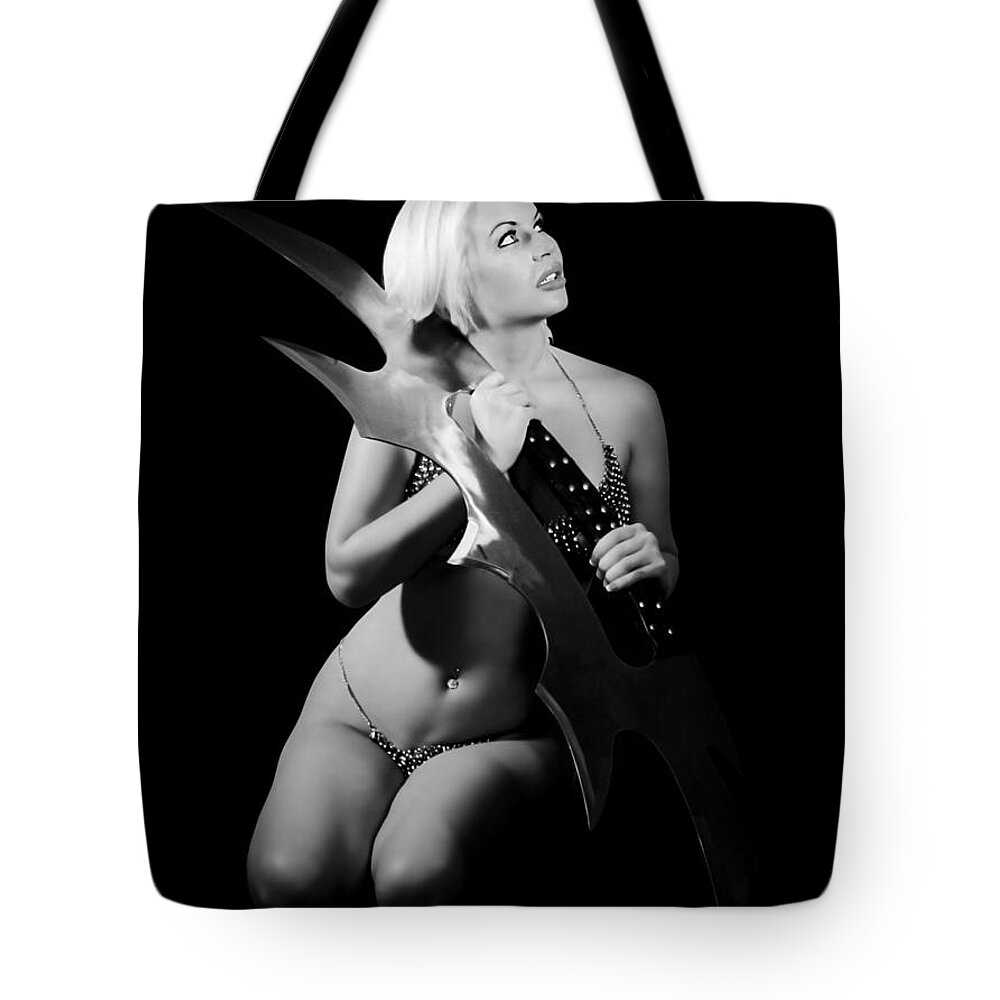 Sexy Tote Bag featuring the photograph Batlif Black And White by Jon Volden
