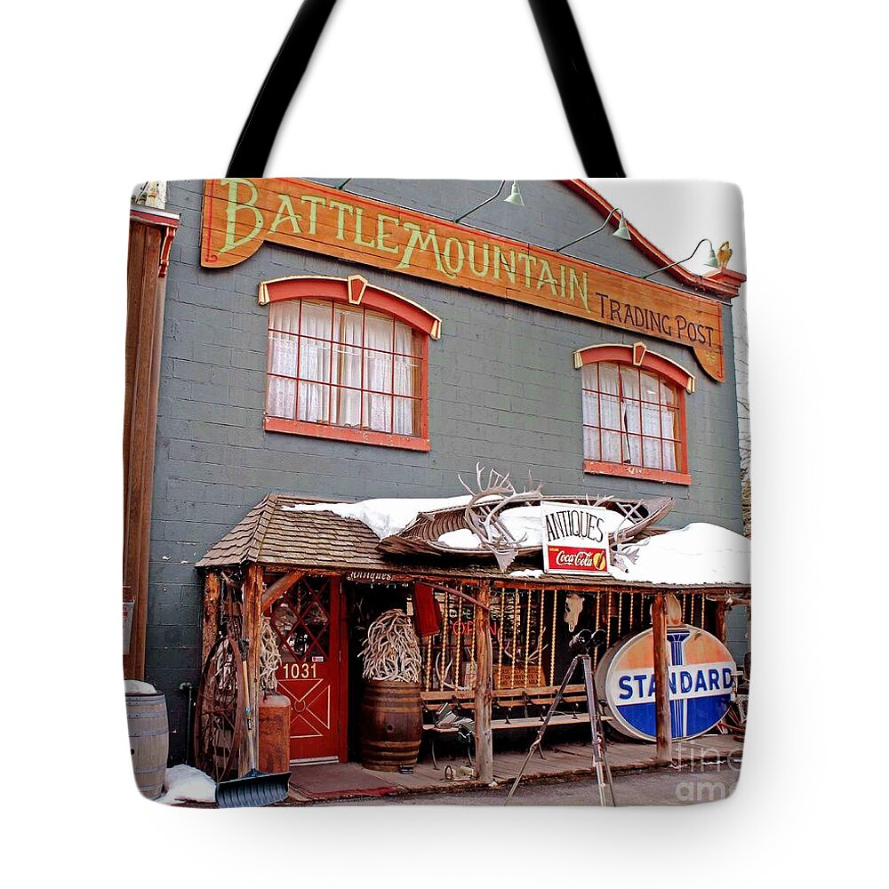Trading Post Tote Bag featuring the photograph Battle Mountain Trading Post by Fiona Kennard