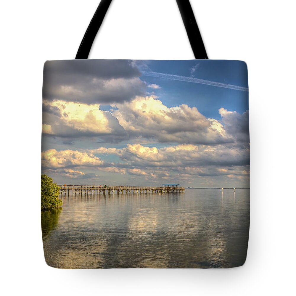 Florida Tote Bag featuring the photograph Bay clouds by Jane Luxton
