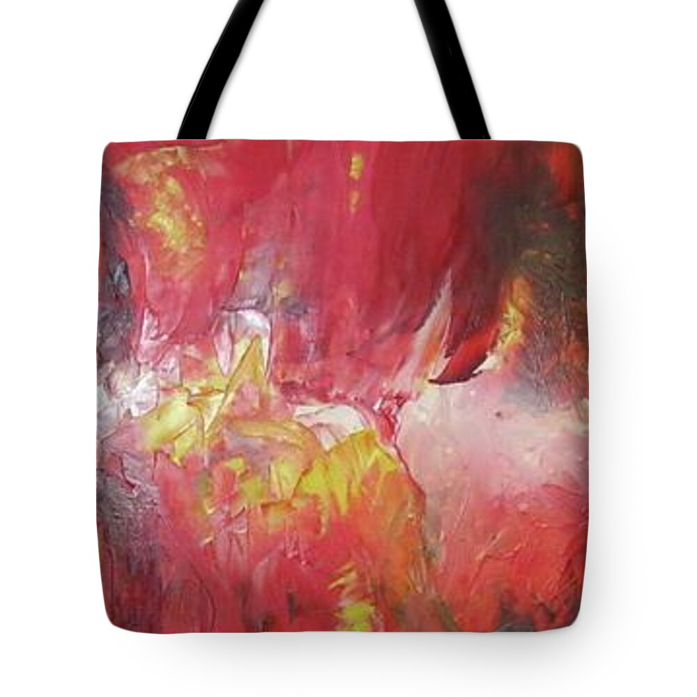 Oil Knifed Onto Canvas Tote Bag featuring the painting Bayley - Exploding Star Nebuli by Carrie Maurer