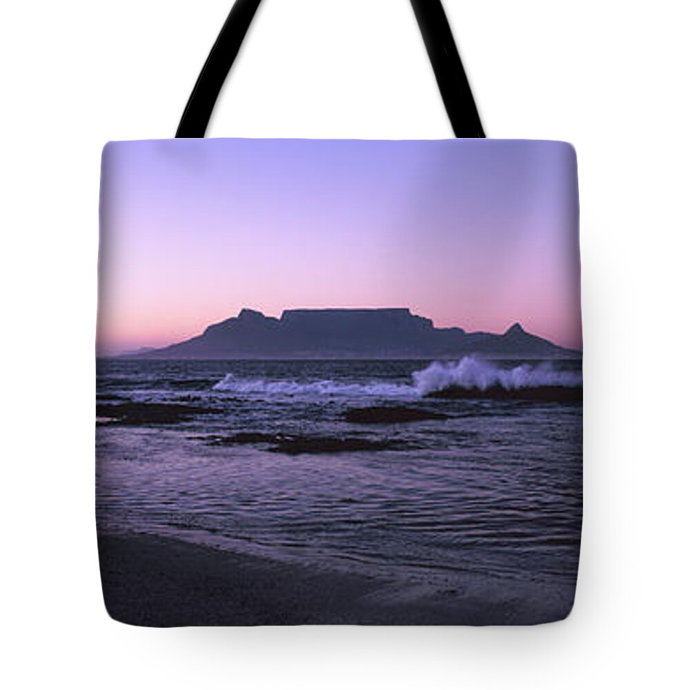 Photography Tote Bag featuring the photograph Beach At Sunset, Blouberg Beach, Cape by Panoramic Images