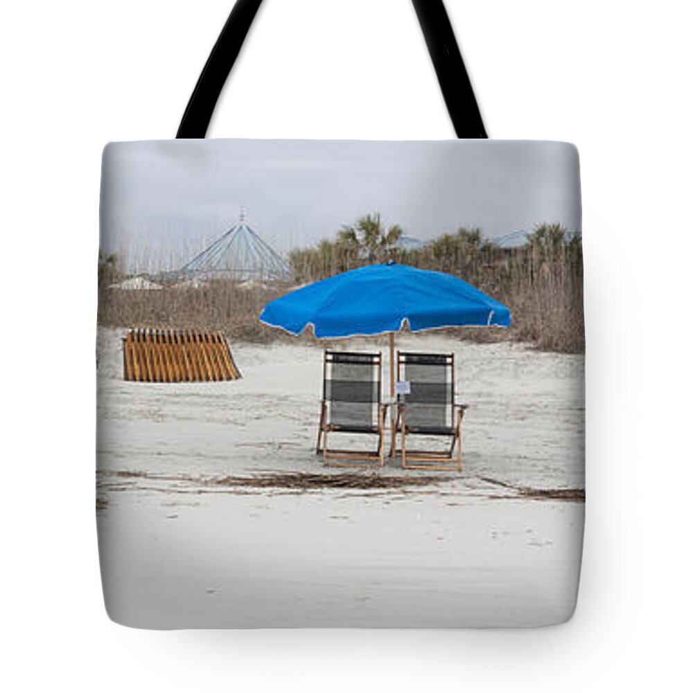 Hilton Head Tote Bag featuring the photograph Beach Chairs by Thomas Marchessault
