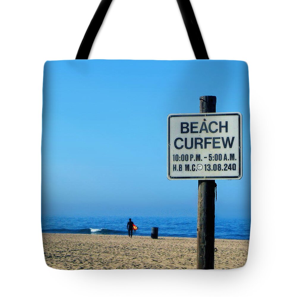 Ocean Tote Bag featuring the photograph Beach curfew by Tammy Espino