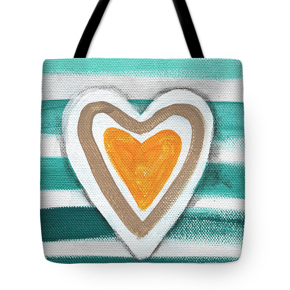 Hearts Tote Bag featuring the painting Beach Glass Hearts by Linda Woods