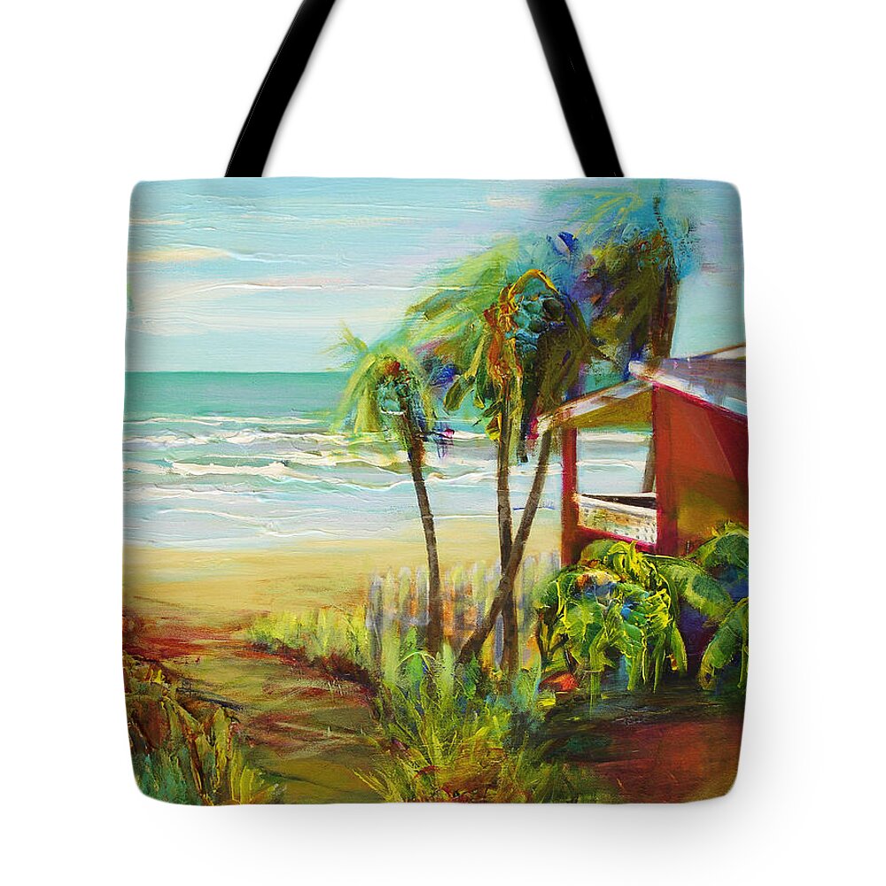 Abstract Tote Bag featuring the painting Beach House by Cynthia McLean