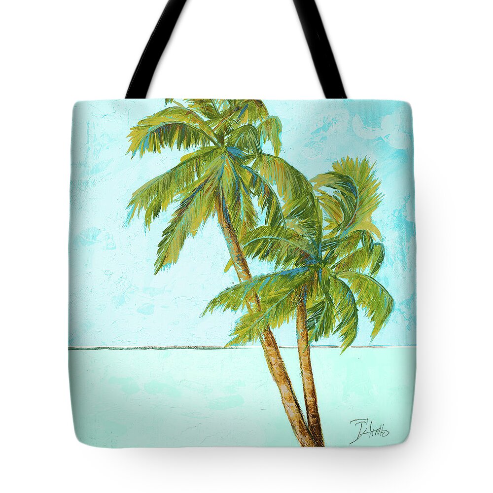 Beach Tote Bag featuring the painting Beach Palm Blue I by Patricia Pinto