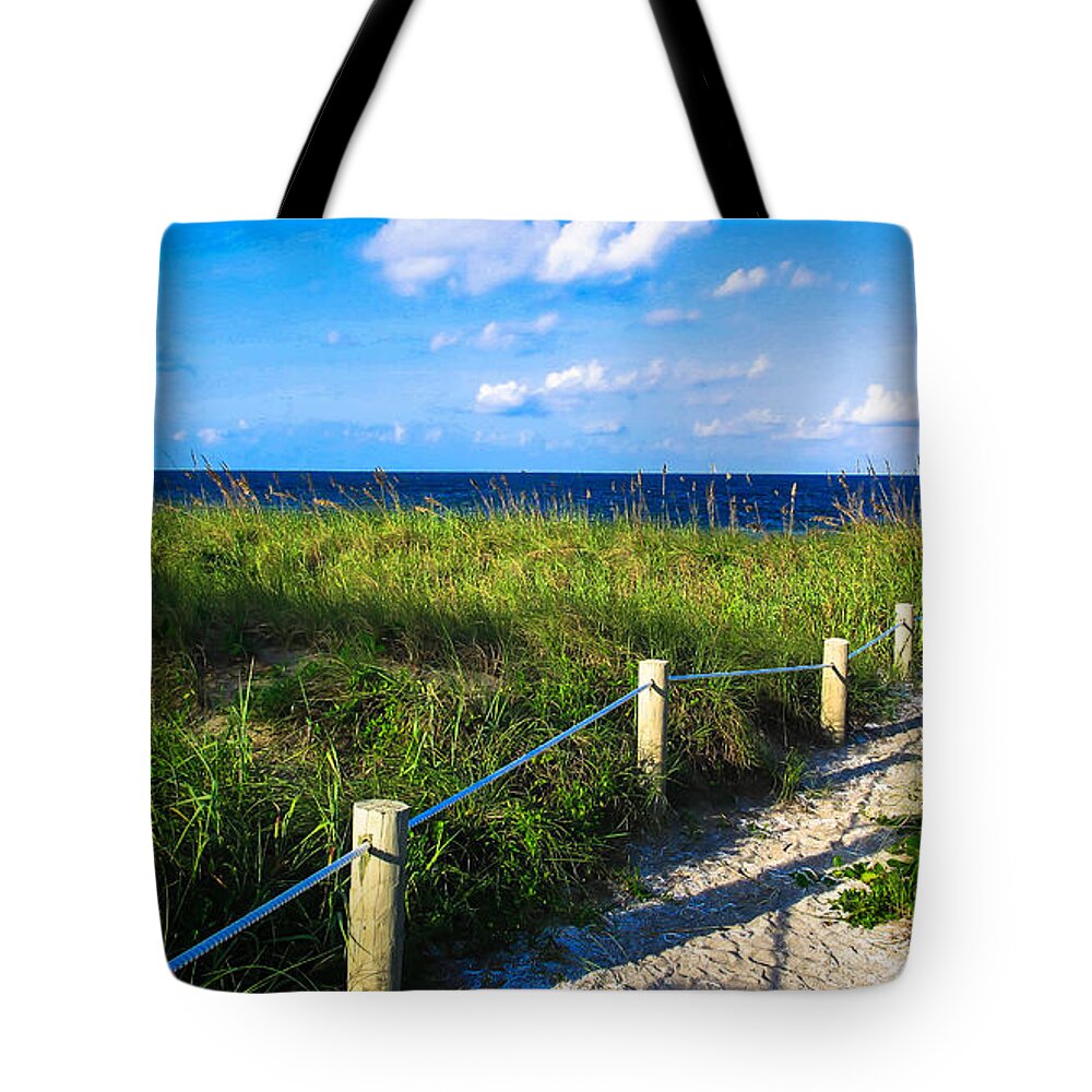 Beach Tote Bag featuring the photograph Beach Path by Dulce Levitz