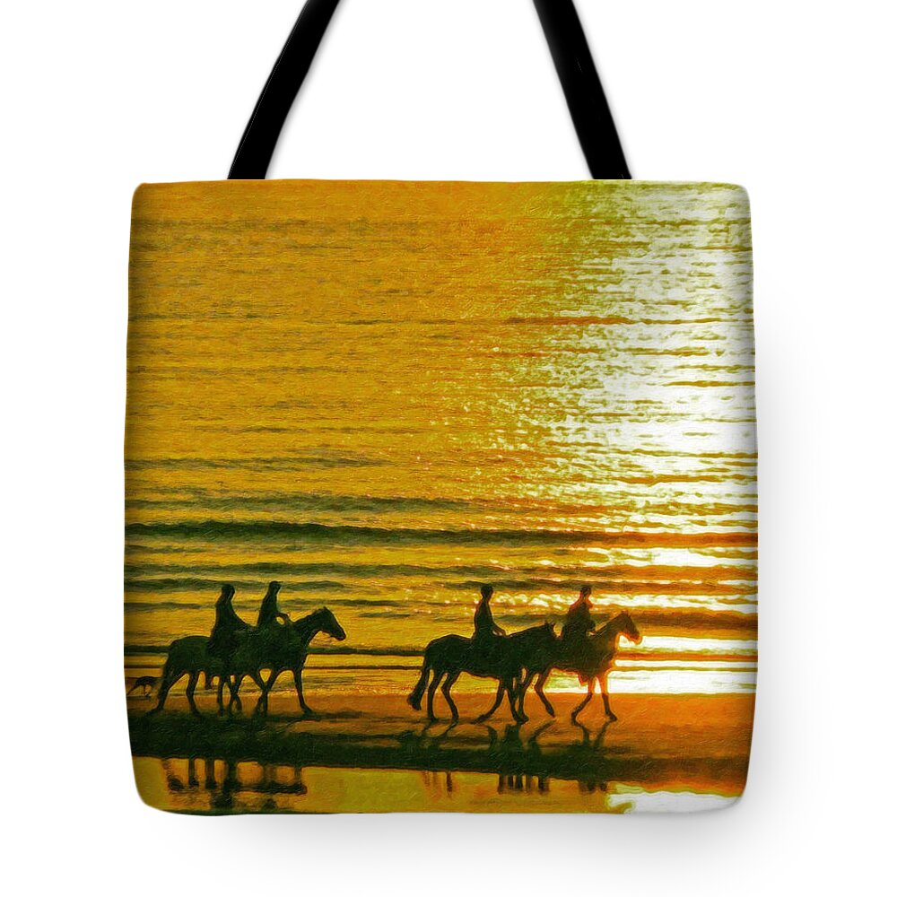 Reiter Tote Bag featuring the painting Beach Ride Equ250898 by Dean Wittle