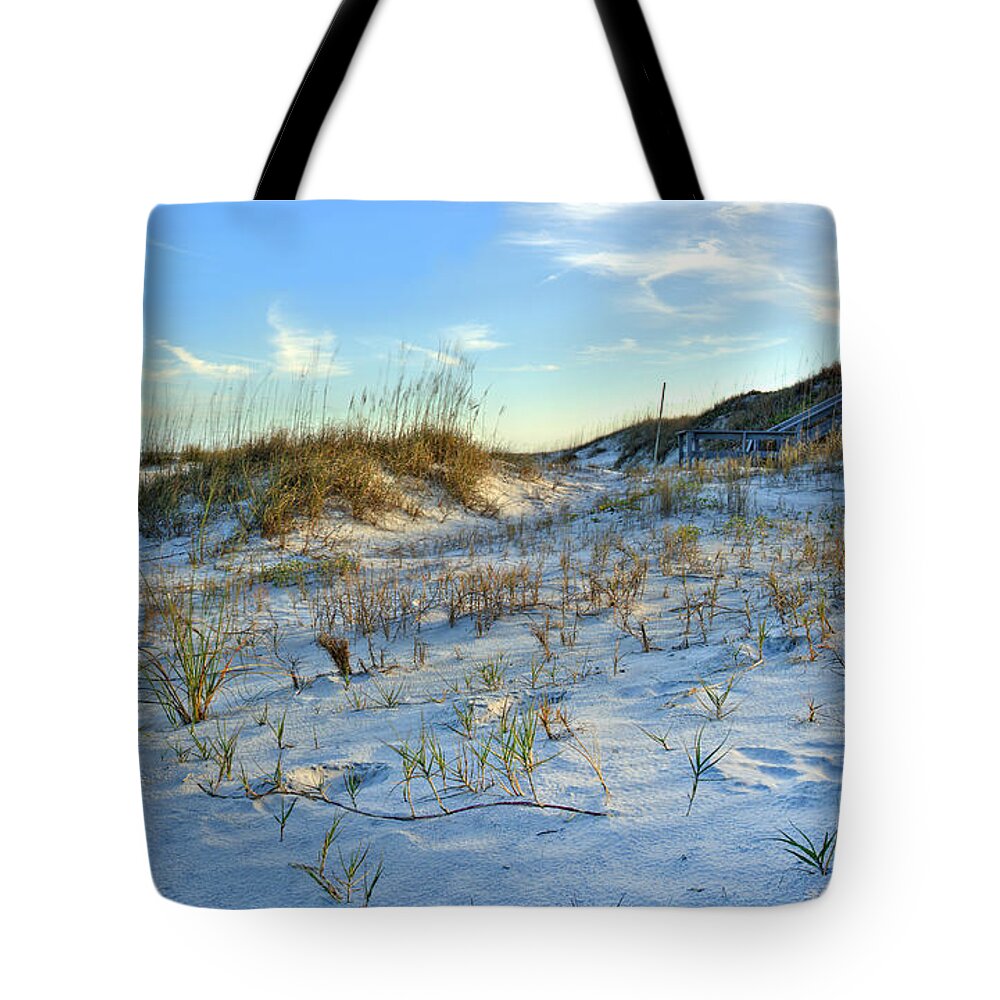 Beach Stairs Tote Bag featuring the photograph Beach Stairs by Michelle Constantine