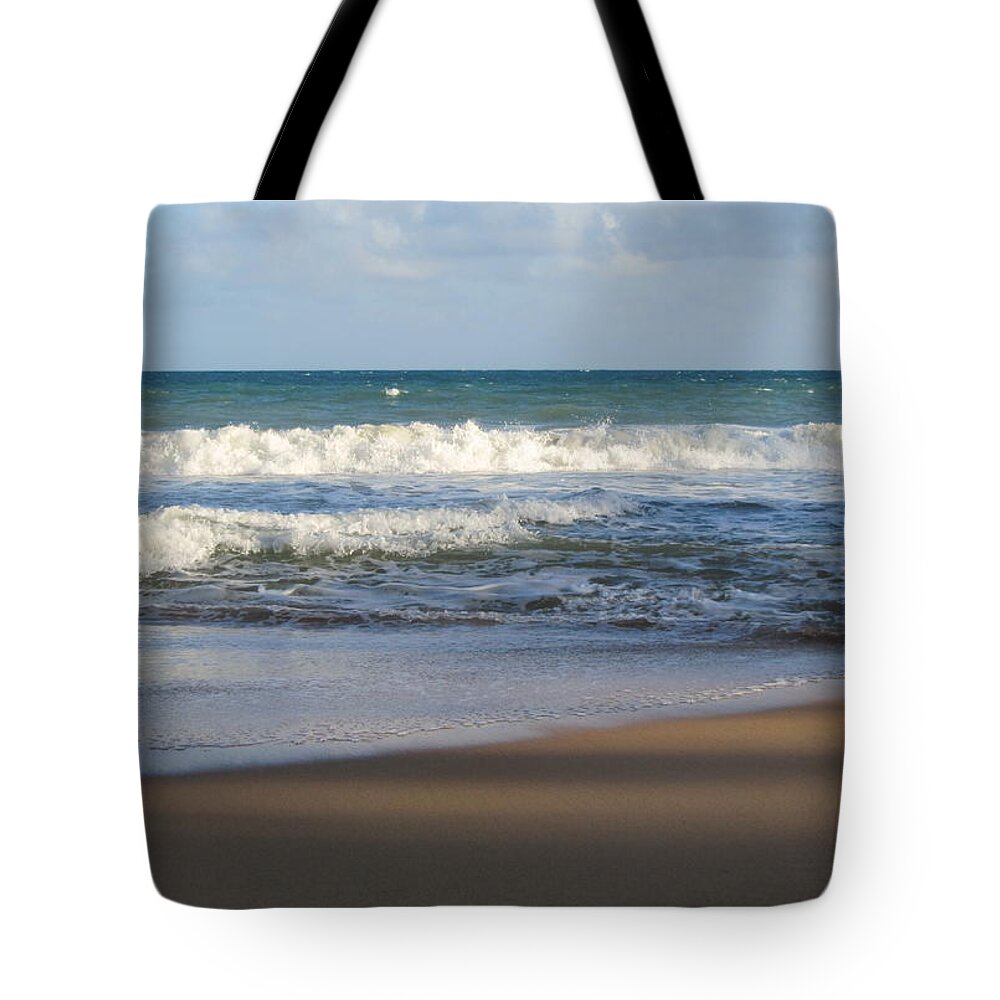 Beach Tote Bag featuring the photograph Beach Waves 3 by Anita Burgermeister