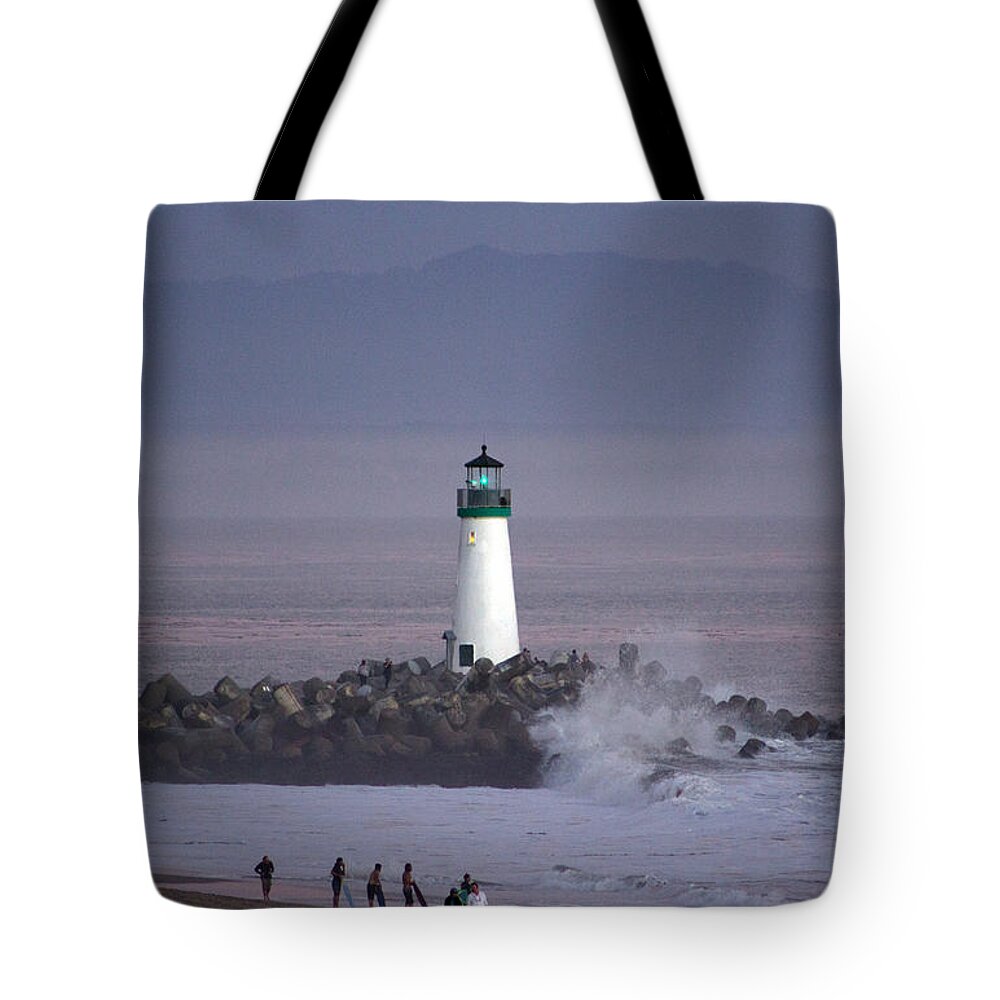 Walton Tote Bag featuring the photograph Beacon on the Jetty by Deana Glenz