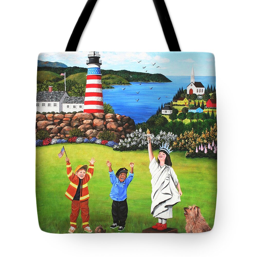 Naive Tote Bag featuring the painting Beacons of Hope by Wilfrido Limvalencia