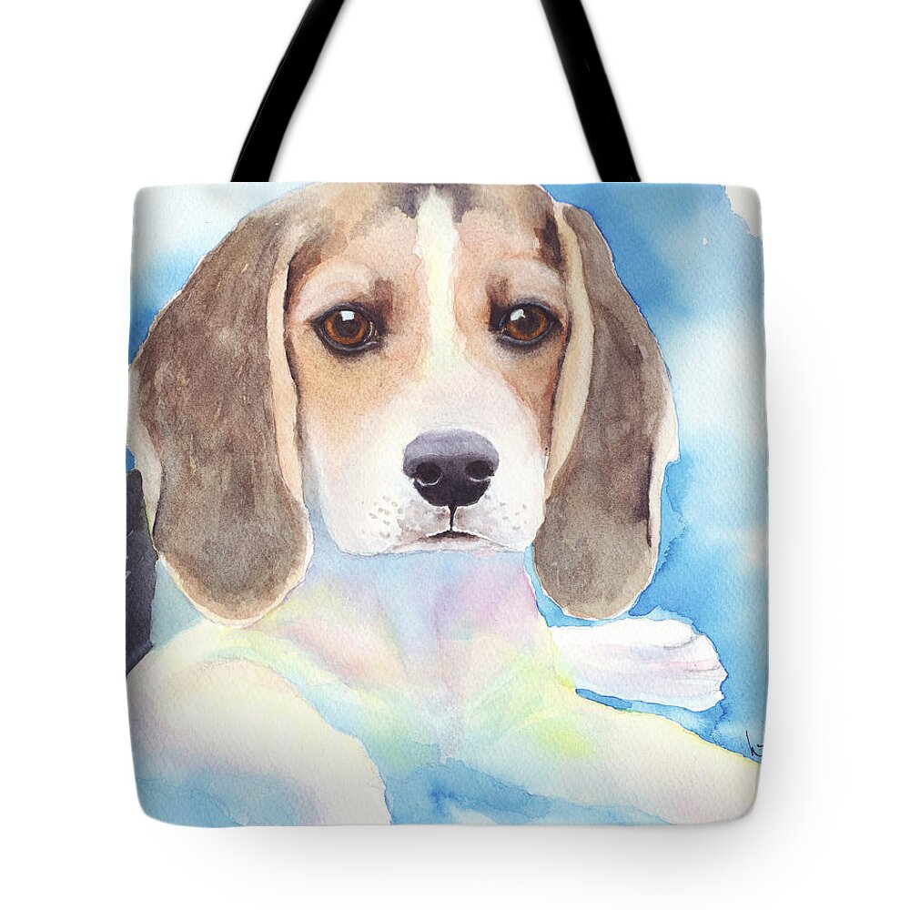 Beagle Tote Bag featuring the painting Beagle Baby by Greg and Linda Halom