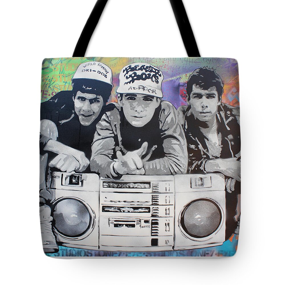 Stencil Art Tote Bag featuring the painting Beastie Boys by Josh Cardinali
