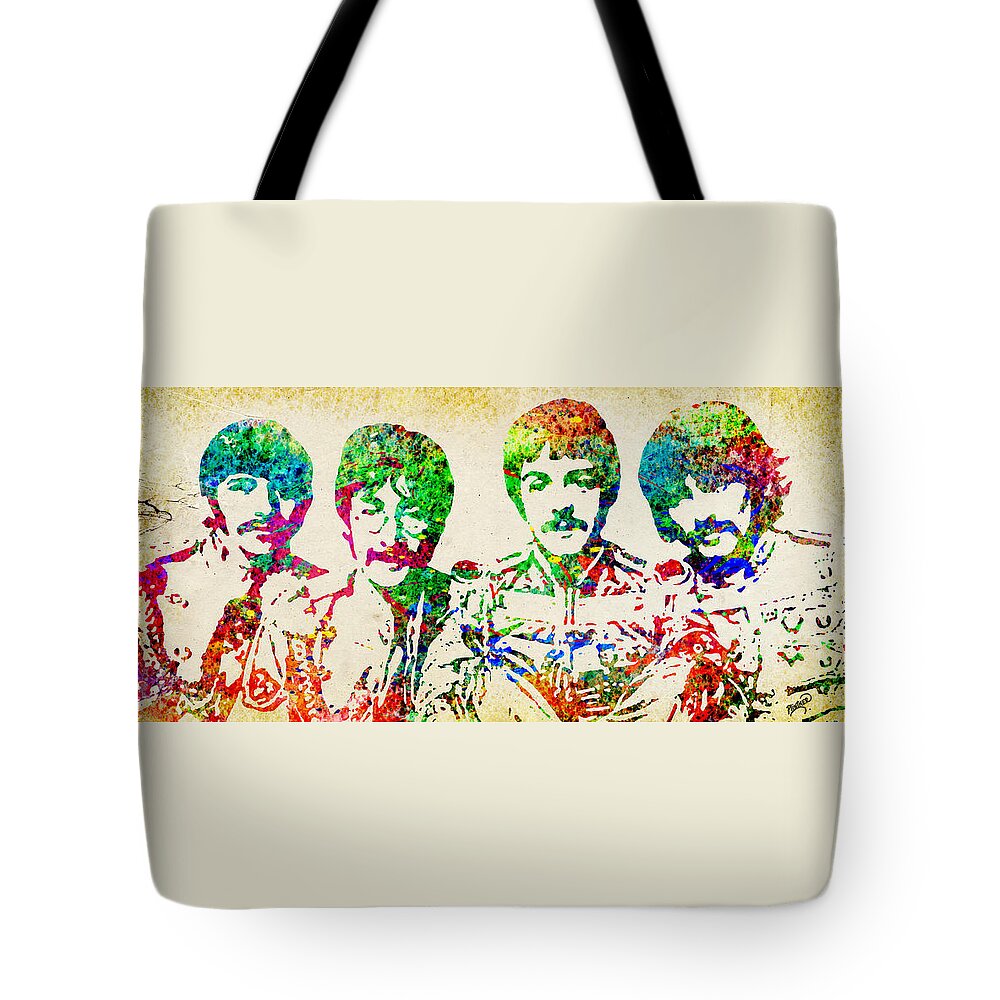 Beatles Art Tote Bag featuring the digital art Beatles Sgt. Peppers by Patricia Lintner