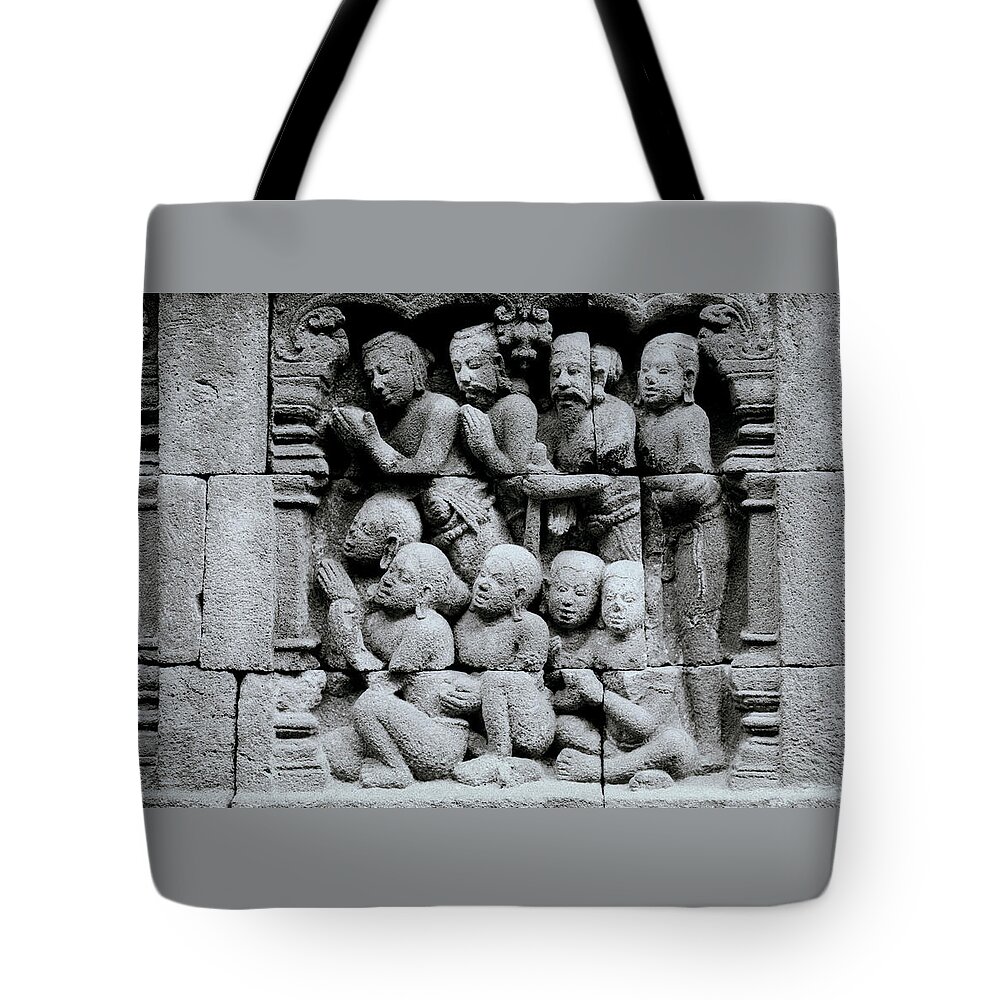 Beauty Tote Bag featuring the photograph Beautiful Carving Art Of Borobudur by Shaun Higson