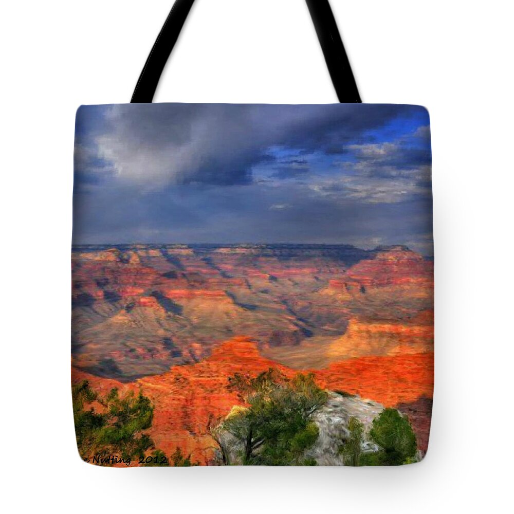 Colorful Tote Bag featuring the painting Beautiful Canyon by Bruce Nutting