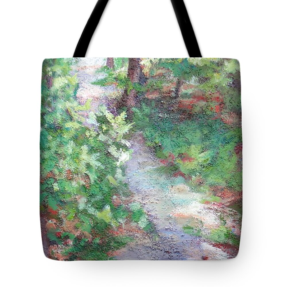 Forest Path Tote Bag featuring the painting Beautiful Hike by Sheila Holland