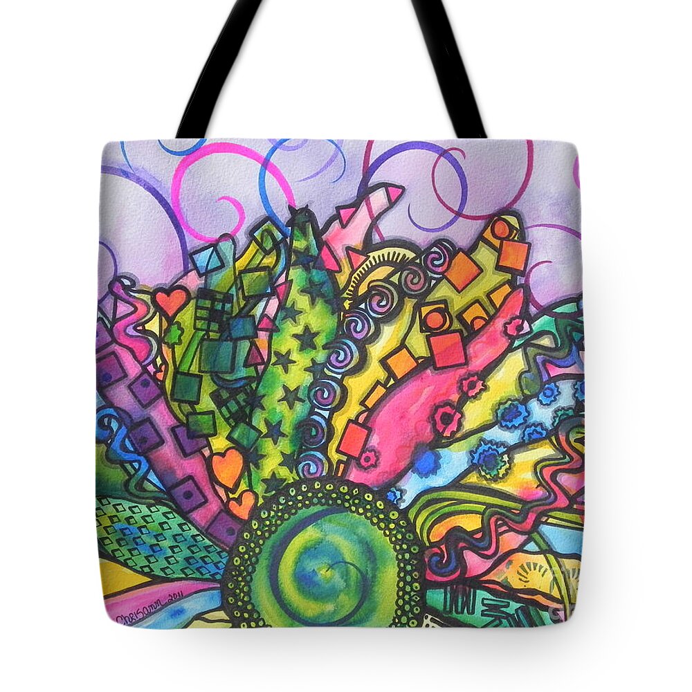Fine Art Painting Tote Bag featuring the painting Beauty Comes Out by Chrisann Ellis