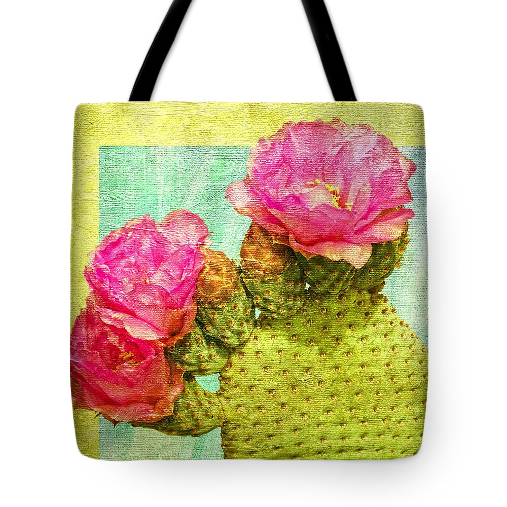Beavertail Cactus Tote Bag featuring the digital art Beavertail Cactus by Sandra Selle Rodriguez