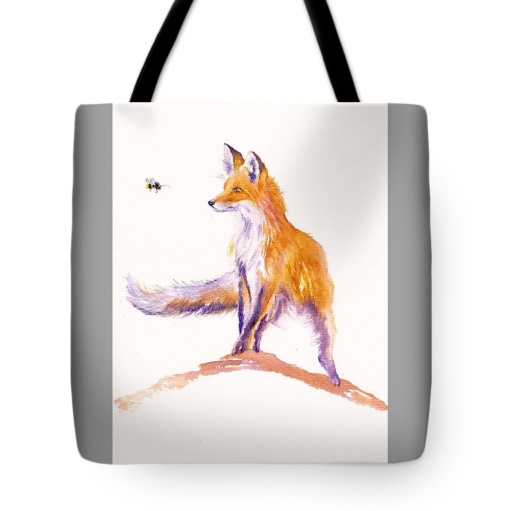 Fox Tote Bag featuring the painting Bee Inspired - Fox by Debra Hall