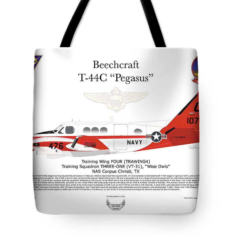 Beechcraft Tote Bag featuring the digital art Beechcraft T-44C Pegasus by Arthur Eggers