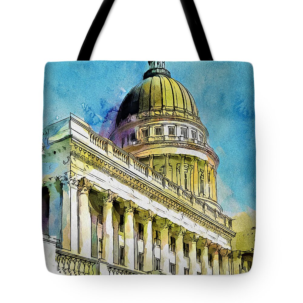 Utah Tote Bag featuring the painting Beehive State Dome by Greg Collins