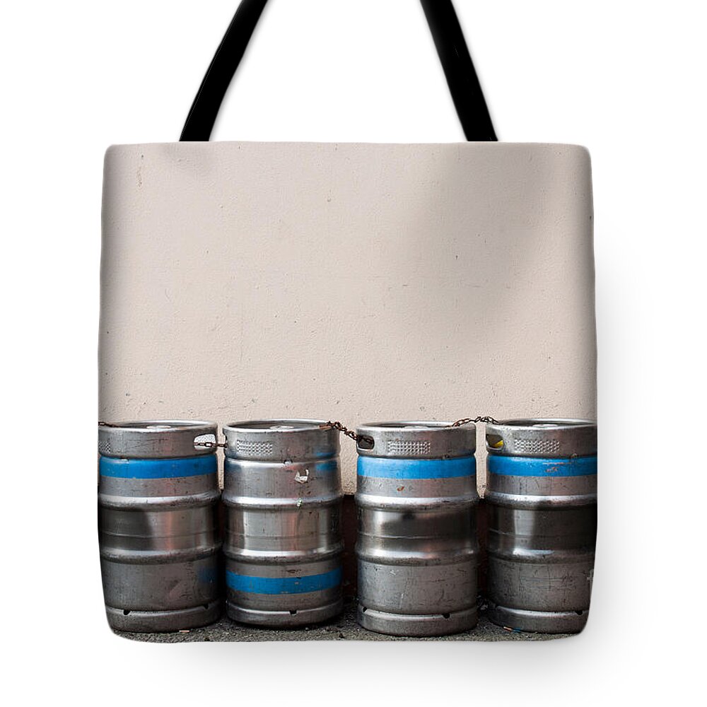 Keg Tote Bag featuring the photograph Beer kegs by Luis Alvarenga