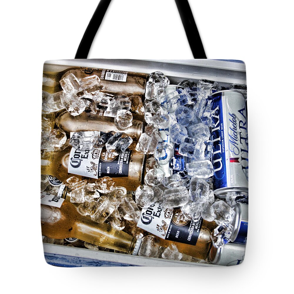 Beer Tote Bag featuring the photograph Beer on Ice by Jayne Carney