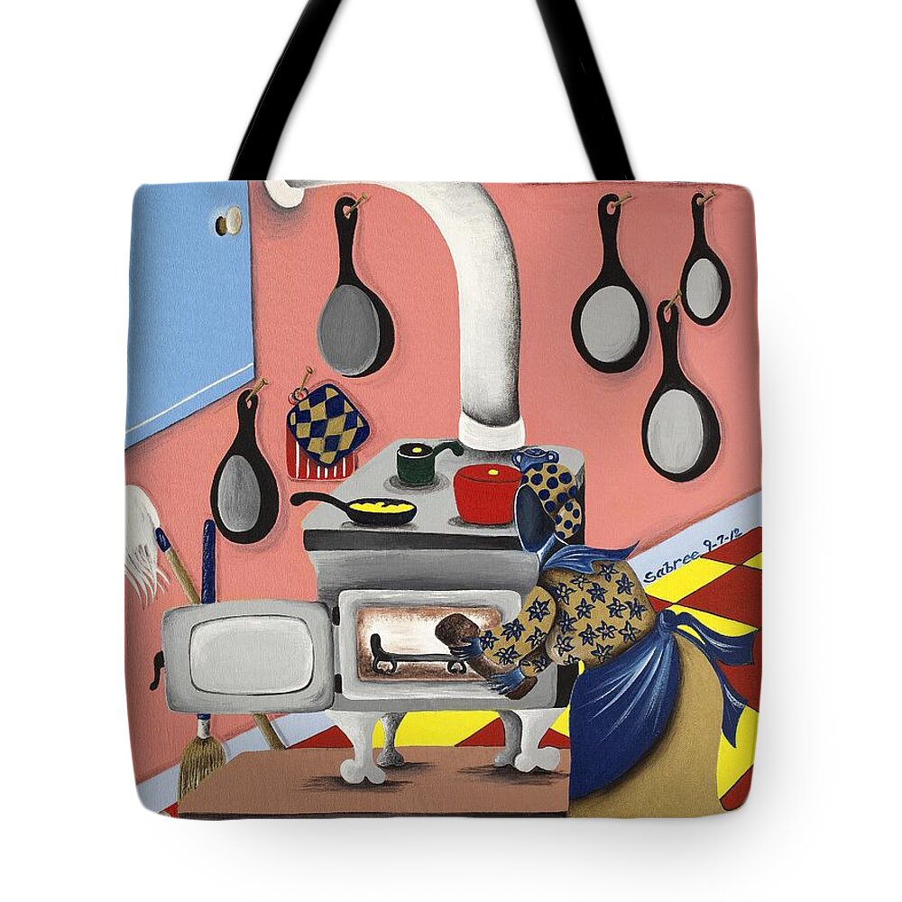 Sabree Tote Bag featuring the painting Before Convenience by Patricia Sabreee