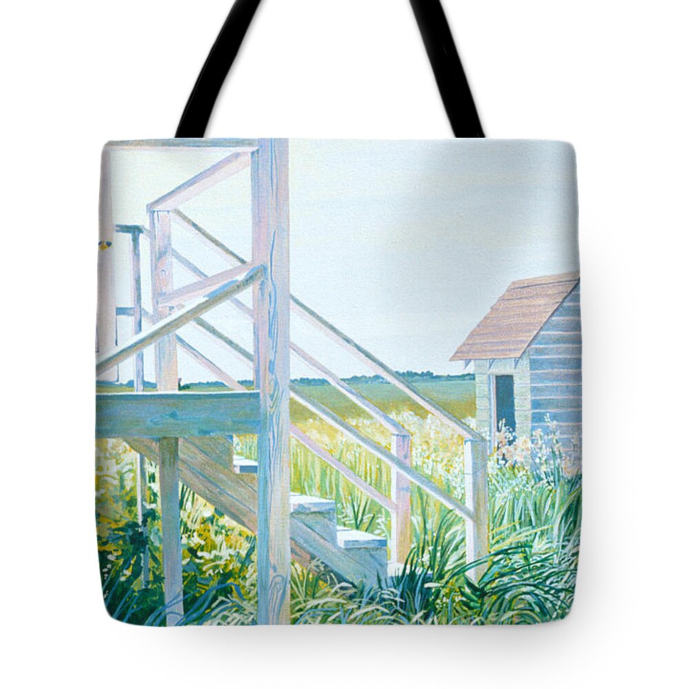 Town Hall Tote Bag featuring the painting Behind the Town Hall by Lynn Hansen