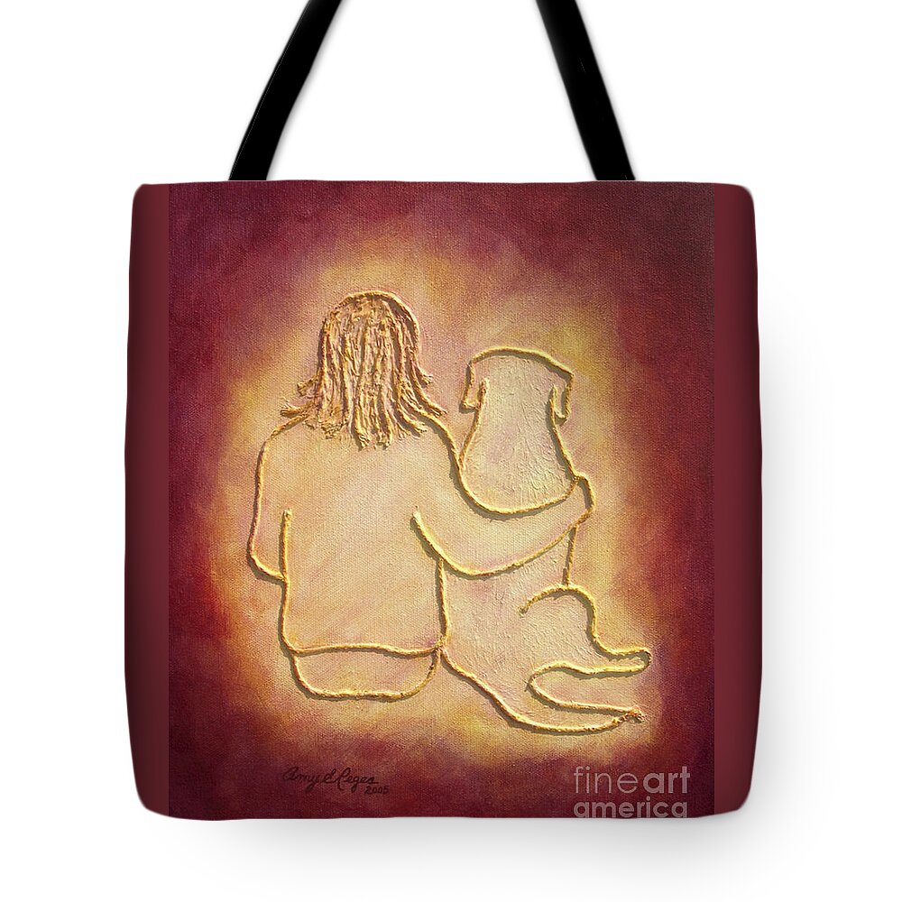 Dog Tote Bag featuring the painting Being There 3 - Dog and Friend by Amy Reges