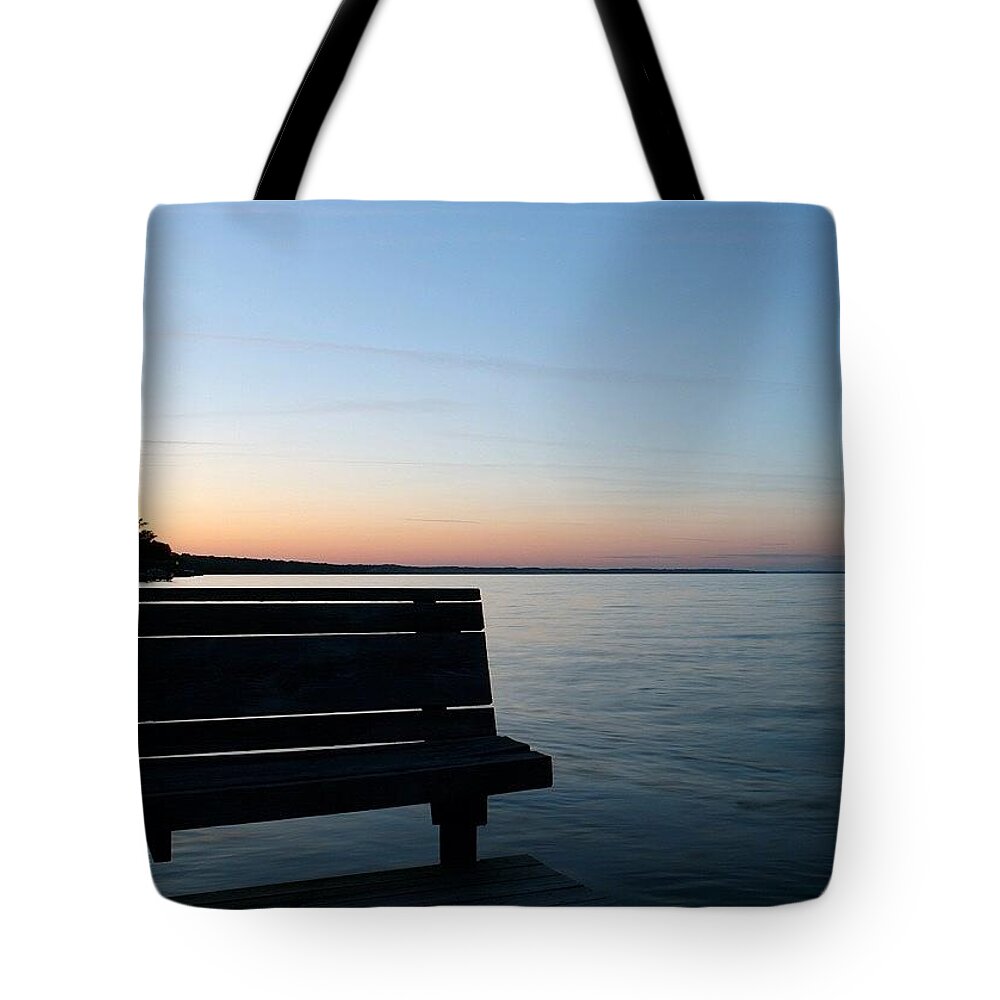 Bench Tote Bag featuring the photograph Bench In Silhouette by Justin Connor