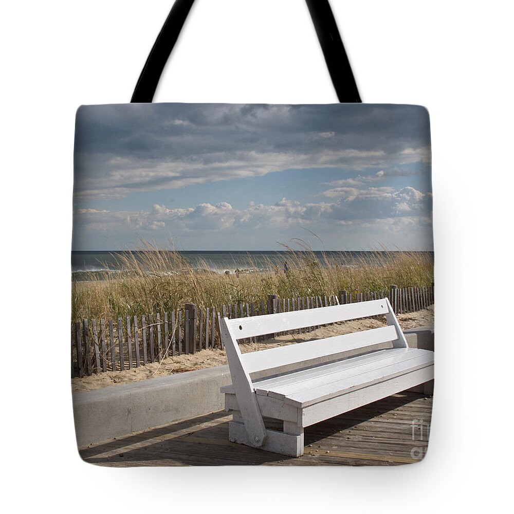 Bench Tote Bag featuring the photograph Bench Warmer by Arlene Carmel