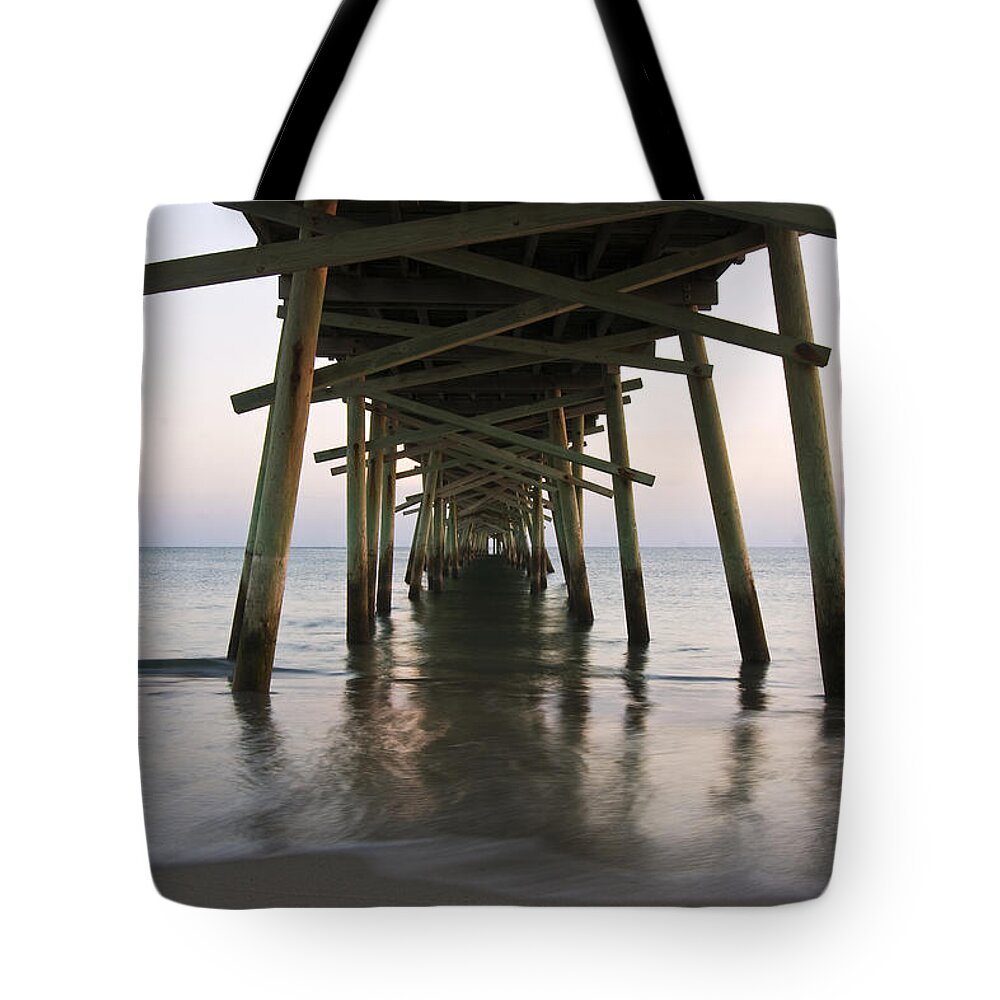 Coastal Tote Bag featuring the photograph Beneath the Pier a Coastal Scenic by Bob Decker